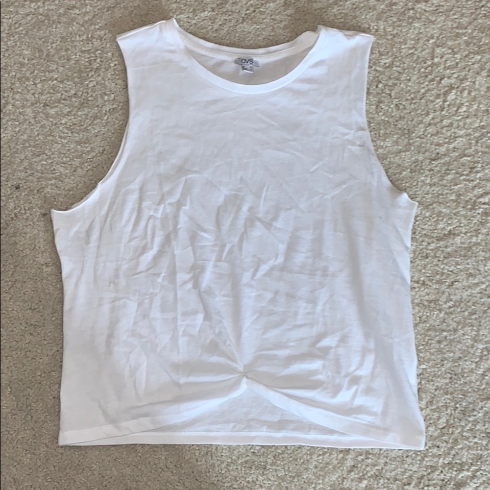 Casual White high Neck Tank Top